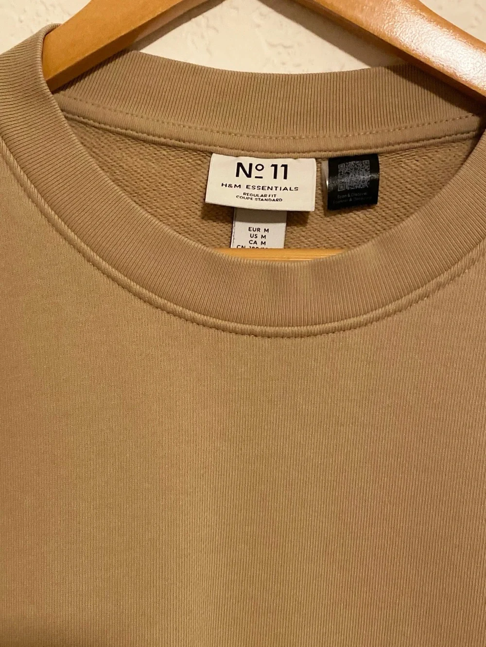H&M Essentials Men's Heavyweight Crewneck Sweatshirt in Khaki 100% Cotton Size M